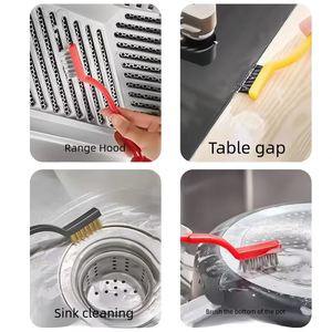 Lot de 5 brosses de nettoyage écologiques en nylon pour cuisine avec grattoir pour cuisinière à gaz et brosse métallique pour l'extraction de la graisse et de la saleté des hottes et plaques de cuisson - Product Image 3