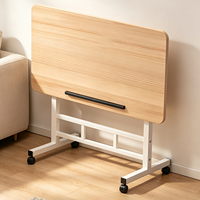 Bureau d'ordinateur portable moderne en bois, pliable, portable, réglable en hauteur, avec roulettes, idéal pour les étudiants - Promotion