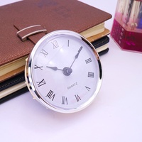 Insert Jam Dinding 3-1/8 Inci (80 Mm) dengan Dial Angka Romawi, Mesin Quartz, Trim Emas, Jam Insert Mini