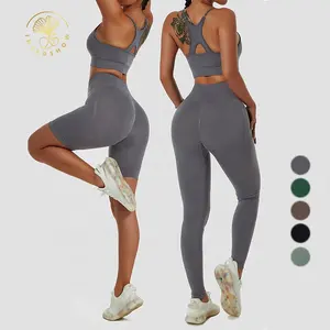 Abbigliamento da allenamento sport da corsa personalizzati 3 pezzi Set Yoga senza soluzione di continuità abbigliamento sportivo palestra Set Fitness per le donne