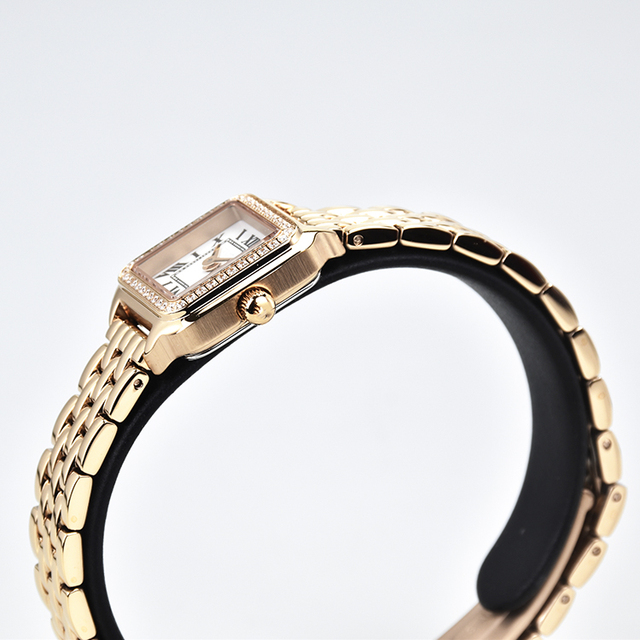 Luxury Women's Quartz Seiko Movement Glass Dial Pointer Stainless Steel Square Waterproof Watch Wholesale