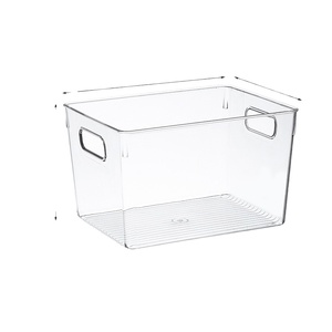 WOKA Clear Deep Pantry Organizer Bins Household Plastic Food Storage Basket with Cutout Handles