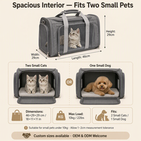 Bolsa de Transporte Plegable para Mascotas, de Oxford, con Ventana de Malla Transpirable, para Viajes, para Gatos y Perros Pequeños, Ligera, con Múltiples Cierres, OEM