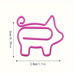 Clips en forme de cochon de dessin animé, 50 mm, mini-papeterie créative en métal pour notes et mémos - Product Image 4