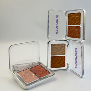 Venta al por mayor vegano crueldad libre 2 colores resaltador brillo polvo maquillaje paleta personalizado logotipo privado - Product Image 3