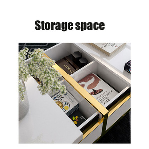 <span class=keywords><strong>Hebi</strong></span> Glas Runder Couchtisch mit Weißer Marmorplatte und Quadratischem Gestell - Product Image 5