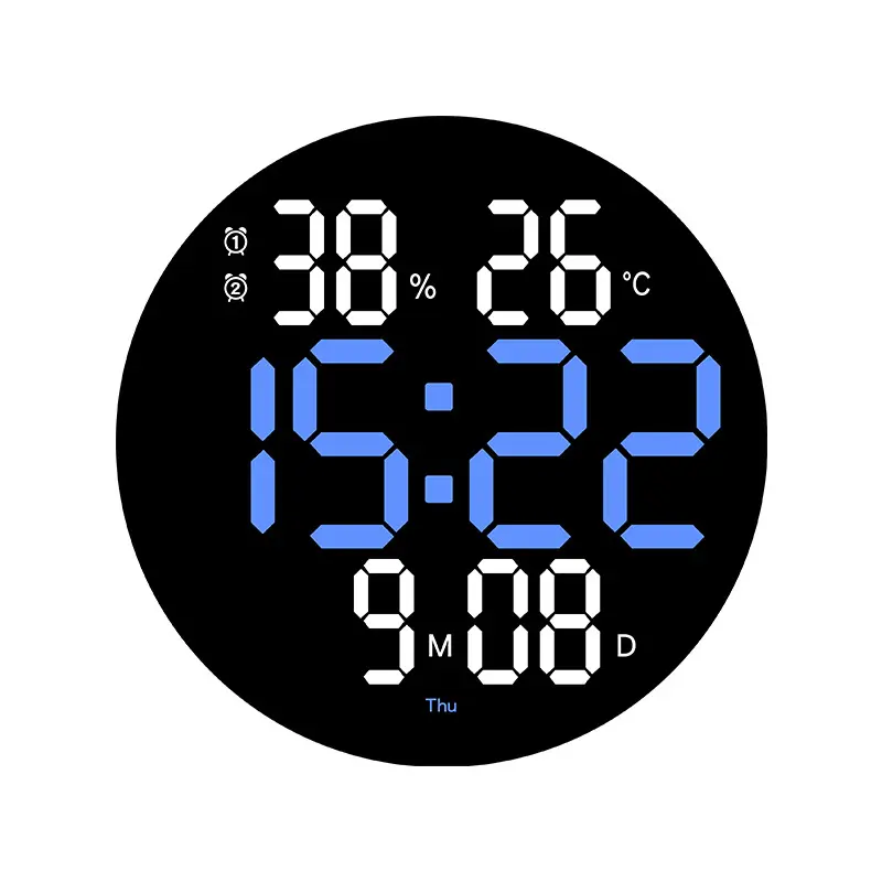 Réveil musical LED température humidité commande vocale/Alaways sur Table horloge numérique Rechargeable à double alarme