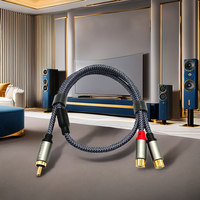Câble adaptateur RCA en Y, 1 RCA mâle vers 2 RCA femelles, audio stéréo vidéo, caisson de basses, câble audio de voiture, adaptateur en Y