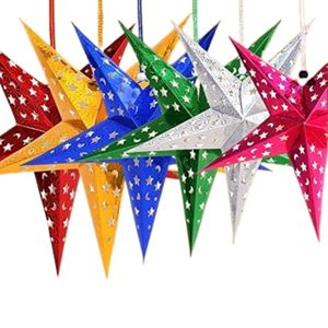 Décoration de Noël en papier découpé au laser en forme d'étoile 3D, imperméable et écologique, pour mariages et fêtes en intérieur/extérieur - Product Image 1