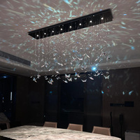 Lampe suspendue pour salon, décoration de luxe moderne, forme de papillon, lustre en cristal LED pour plafonds hauts
