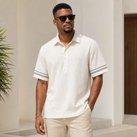 Chemise décontractée à manches courtes en lin et coton pour homme, respirante, brodée, pour l'été, fabrication OEM ODM