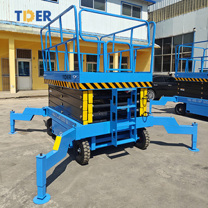 TDER Stock 7 días Envío rápido Mini elevador de tijera semieléctrico 500kg 0,5 toneladas 4 6 8 10 12m <span class=keywords><strong>plataforma</strong></span> de trabajo de elevación de altura - Product Image 3