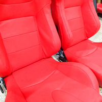 Siège de course adaptable pour voiture avec double rail coulissant réglable, en PVC rouge, éponge et daim, ajustement standard