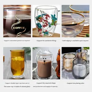 Pot de presse français en verre isolé personnalisé Machine à café double couche à haute teneur en borosilicate résistant à la chaleur Partage de filtres ménagers - Product Image 3