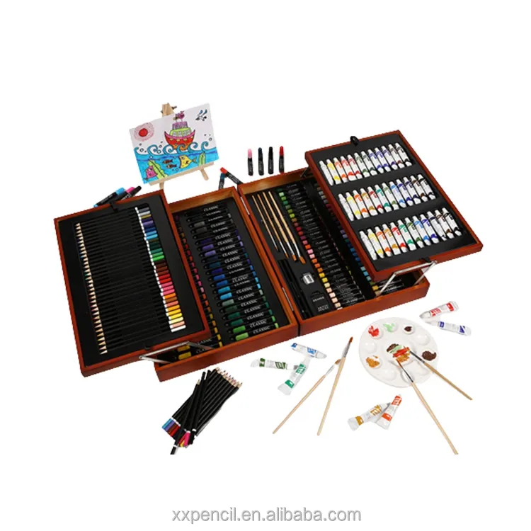 Esboçando Lápis Art Supplies Set Profissional 175PCS Deluxe Caixa De Desenho De Arte De Madeira Set