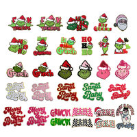 Patch Grinch pailleté de Noël de grande taille avec broderie en chenille de Noël pour sweat à capuche