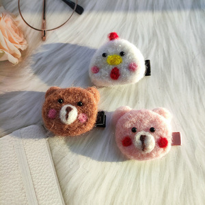 Pinza para el pelo con diseño de oso al estilo de Zhao Lusi, broche de fieltro de lana hecho a mano estilo INS, popular en 2021, perfecto para flequillo. - Product Image 3