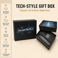 Boîte rigide avec logo en feuille d'argent, insert en mousse découpé sur mesure haute densité, coffret cadeau de luxe pour kit de marque électronique