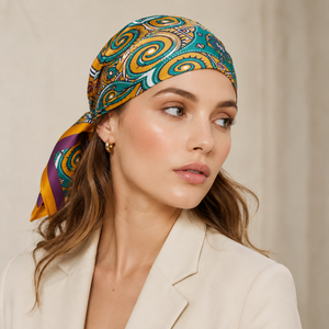 Reversible Adult Digital Print Silk <b>Square</b> <b>Scarf</b> Women Breathable Fashion European American Pattern All Seasons Daily Wear - Product Image 5