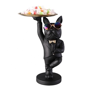 Plateau de <span class=keywords><strong>service</strong></span> en polyrésine fait à la main, peint à la main, motif animal, bouledogue, pour la décoration de la maison - Product Image 4