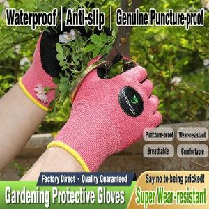 Gants de sécurité verts pour le jardinage, en latex, résistants aux perforations, anti-épines, antidérapants, avec poignets tricotés, pour usage domestique et extérieur - Product Image 3