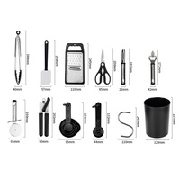 38 pcs Non-bâton Cuisine Gadgets Ustensiles de Cuisine Accessoires Nylon Noir Cuisine Ustensiles de Cuisine Ensemble Avec Poignée En Acier Inoxydable