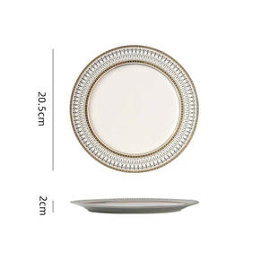 Vaisselle <span class=keywords><strong>de</strong></span> table <span class=keywords><strong>de</strong></span> restaurant recyclables <span class=keywords><strong>Assiettes</strong></span> en plastique réutilisables <span class=keywords><strong>Assiettes</strong></span> <span class=keywords><strong>creuses</strong></span> en mélamine céramique Blanc Or <span class=keywords><strong>Assiettes</strong></span> à dessert plates à bord plat - Product Image 6