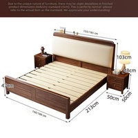 Lit de rangement moderne en bois de noyer massif, taille Queen, avec design épaissi, écologique et gain de place pour chambre principale