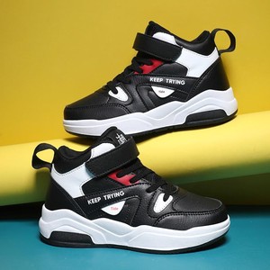 Nuevas zapatillas de baloncesto de caña alta para niños con suela blanda, de velcro, para otoño, con parte superior de malla de PU, transfronterizas. - Product Image 4