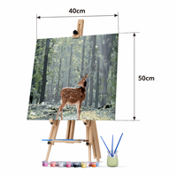 Kit de Peinture par Numéros DIY 40x50cm, Toile Pré-imprimée, Ensemble de Peinture Cerf et Forêt, Art Mural pour Adultes Débutants, Décoration Intérieure