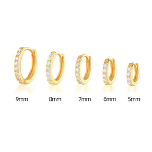 Pendientes Pequeños Redondos para Mujer, Diseño Brillante en Fila, Joyería Minimalista de Moda para Cartílago - Product Image 3
