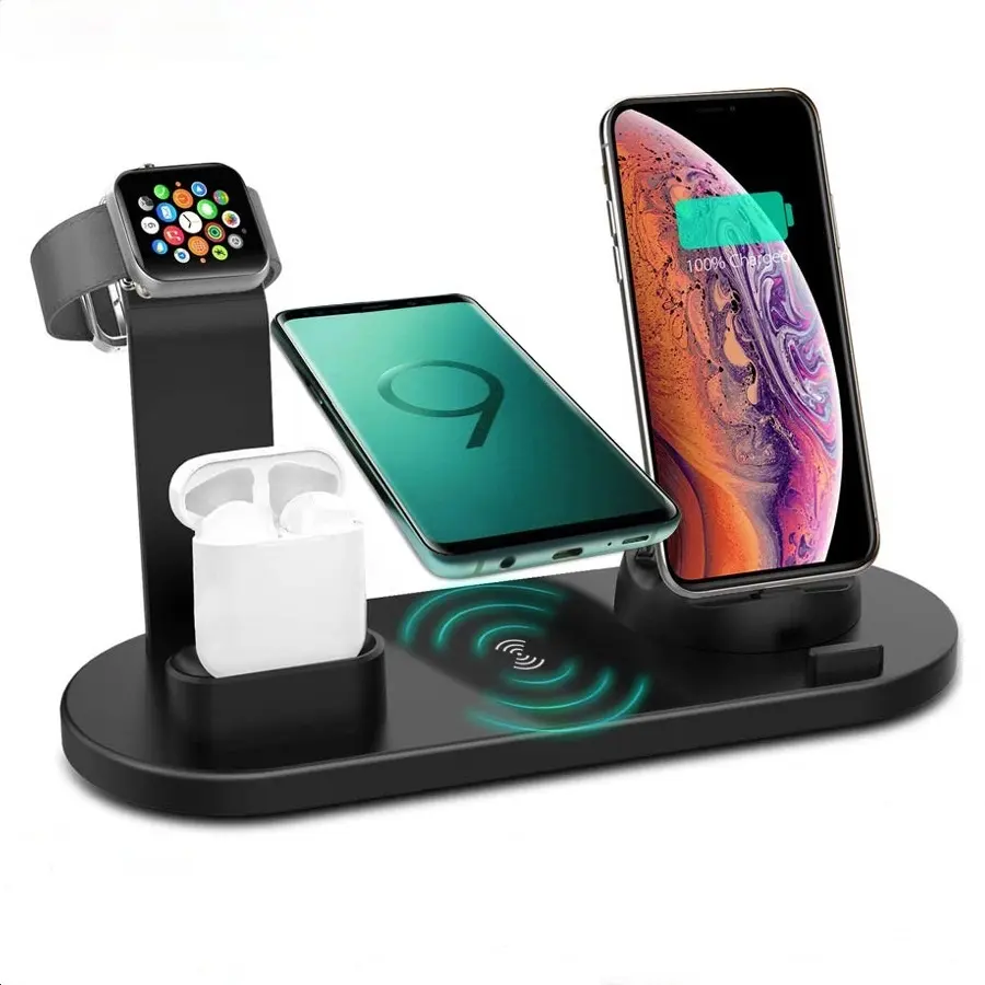Multifunction 4 in 1 Fast Charging Phone Stand Docking Station Wireless Charger For Smart Watch Phone All Qi Enabled Devices