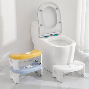Tabouret de toilette pliable moderne avec surface antidérapante bleu 40x26x18 cm en copolymère PP, équipement de sécurité pour la salle de bain - Product Image 3