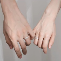 Bagues de couple vieillies au fil du temps en argent sterling S925, une paire, style coréen, forme géométrique, design de niche de luxe léger Instagram, longues
