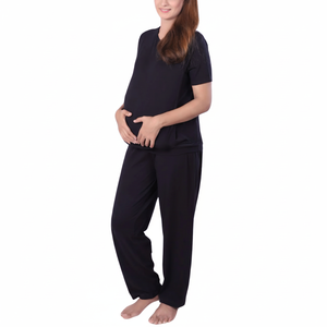 เสื้อคุณแม่เที่ยงคืนสีดำลำลองผ้าคอตตอนเนื้อนุ่มระบายอากาศได้ทรงหลวมเข้ารูปสำหรับคนท้องให้นมบุตรสวมใส่สบายสำหรับหญิงตั้งครรภ์ - Product Image 1