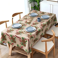 Nappe de Noël vintage imprimée Père Noël, nappe de table en lin texturé, nappe de fête personnalisée OEM