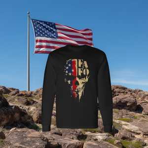 Camiseta de manga larga Fafo Skull con diseño de bandera americana, color negro - Product Image 3