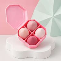Coffret en forme de cœur avec éponge de maquillage transparente motif goutte d'eau et outil de beauté pour fond de teint cushion