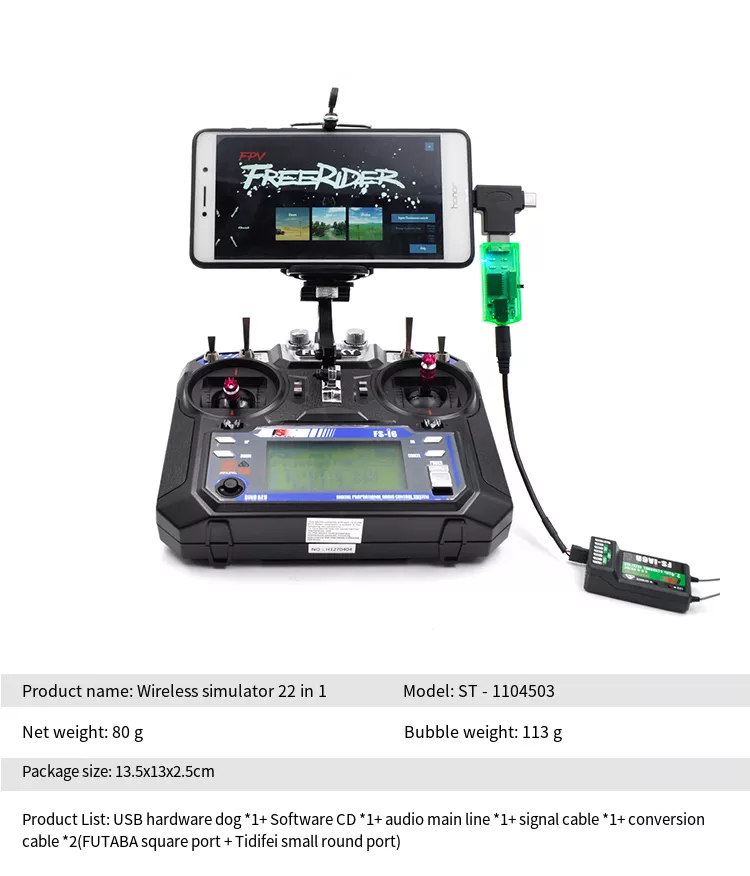 Dongle Simulateur De Vol RC USB 22 En 1 Aboiled - Compatible G7, XTR, Phoenix Pour Drones FPV Et Modélisme