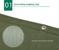 Bâches de protection de cargaison robustes et imperméables en toile de coton polyester vert foncé