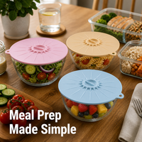 Couvre-plats extensibles en silicone de qualité alimentaire, sans BPA, réutilisables, écologiques, résistants à la chaleur, compatibles lave-vaisselle, lot de 5, pour micro-ondes