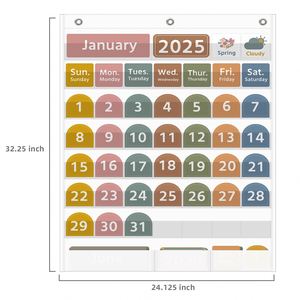 Calendrier de classe de janvier 2025 avec pochettes, jours colorés et cartes éducatives pour l'apprentissage des enfants et l'utilisation par les enseignants - Product Image 6