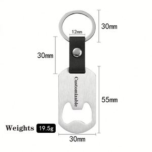 Porte-clés décapsuleur en acier inoxydable avec logo gravé au laser, en cuir PU, idéal pour la promotion - Product Image 2