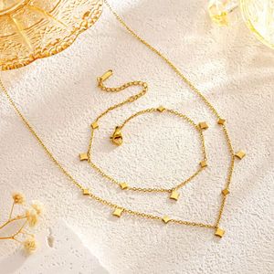 Fashion Beach Style Zircon Cross Women's Jewelry Necklace <b>Anklet</b> Set 18K Gold INS Titanium Steel Jewelry Stainless Steel <b>Anklet</b> - Product Image 1