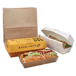 Branded Disposable Biodegradable Paper Hot Dog Packaging Hot Dog Box