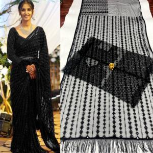 Ropa india y pakistaní, Sari de Bollywood para mujer, Sari de Georgette, Sari de boda disponible en cantidad mayorista - Product Image 5