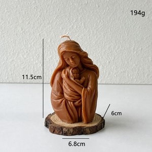 Figura Artística de la Virgen María Hecha a Mano con Cera de Soja, Vela de Oración Religiosa Devocional, Moderna, Natural, para Altar de Iglesia, Bautizo - Product Image 6