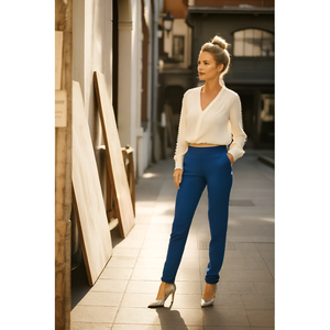 <span class=keywords><strong>Pantaloni</strong></span> a Vita Elastica Slim Fit in Tessuto Elasticizzato Comodi <span class=keywords><strong>con</strong></span> Design a Polsino alla <span class=keywords><strong>Caviglia</strong></span> e Decorazione <span class=keywords><strong>con</strong></span> Tasche Laterali <span class=keywords><strong>Pantaloni</strong></span> Lunghi Casual da Donna - Product Image 1