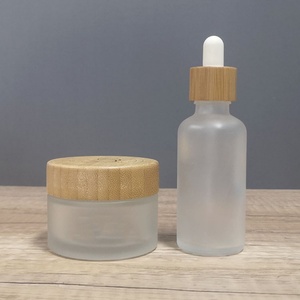 15ml 30ml 50ml 100ml Frosted <b>Clear</b> Glass Face Cream & Skin Care Jar with Bamboo Lid Custom Color Available - Product Image 3