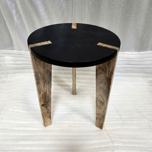 Modern <b>Round</b> Marble Top <b>Side</b> <b>Table</b> with Wooden Base Handmade Living Room Furniture - Product Image 1